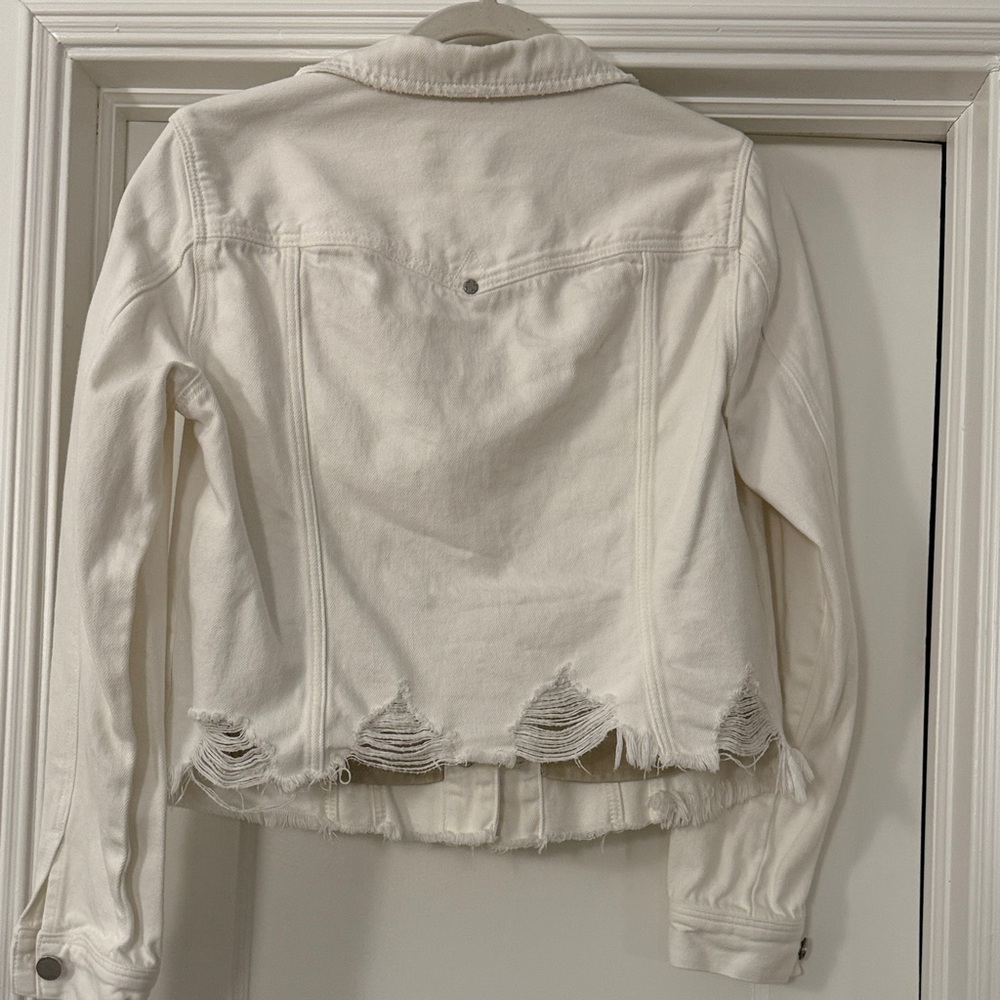 Liverpool Women's White Denim Jacket with distressed hem in the back - Picture 5 of 6